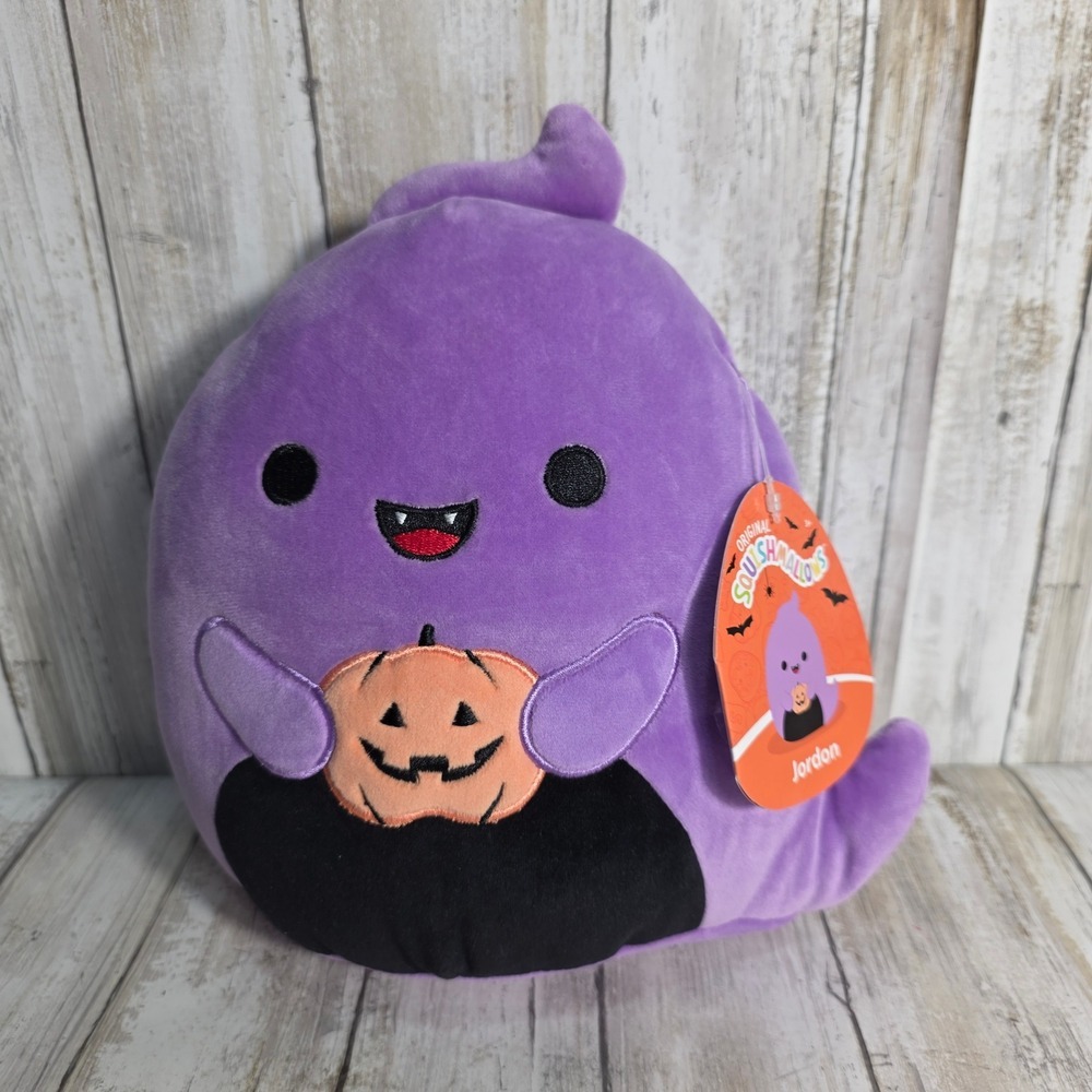 Squishmallows Jordon the Purple Ghost with Pumpkin Halloween Plush 12 inch NWT - Picture 2 of 5